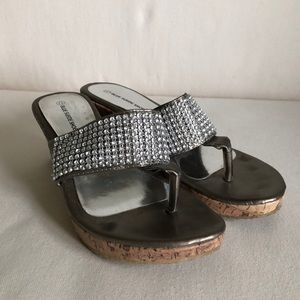 Blue Suede Shoes Sparkly Wedges Size 7.5